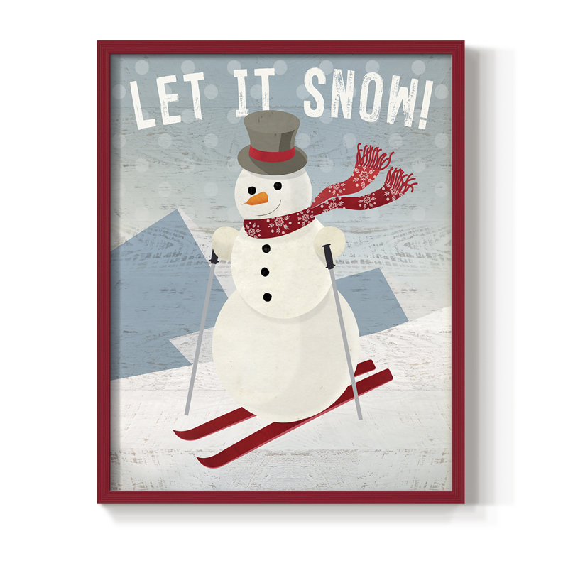 Let It Snow, reproduction encadrée - bois massif, H 11 po x l 9 po, Rouge