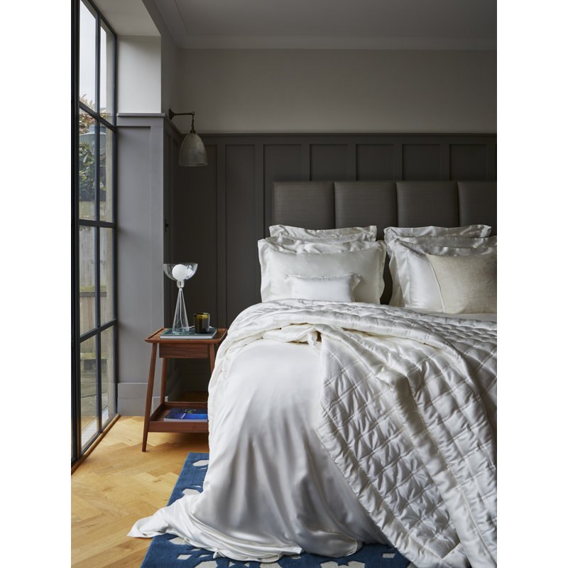 Signature Modern & Contemporary Silk Machine Woven Duvet Cover, Ivory, W 88"x L 92"