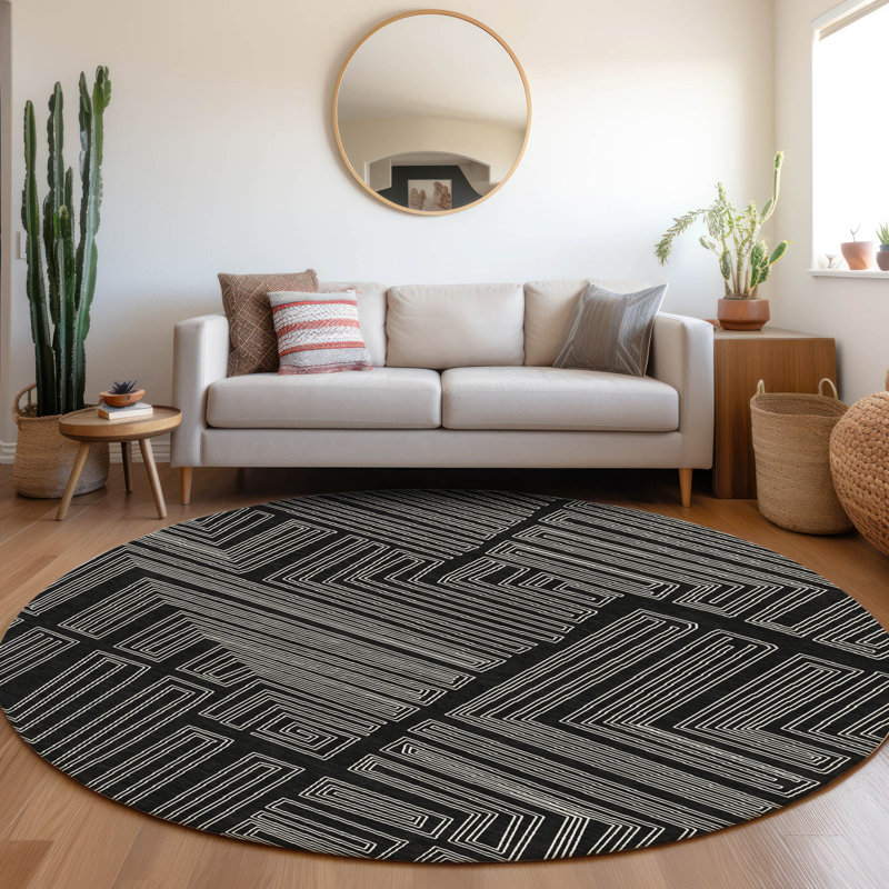Machine Washable Indoor/Outdoor Chayden ACN1045 Rug, Round 8'