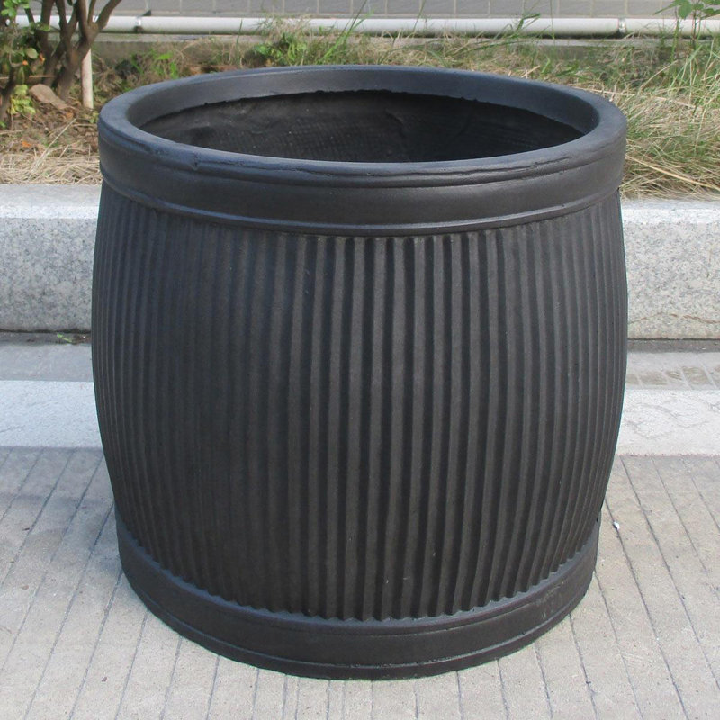 Fibreglass Plant Pot, Faux Lead, 20cm H x 24cm W x 24cm D
