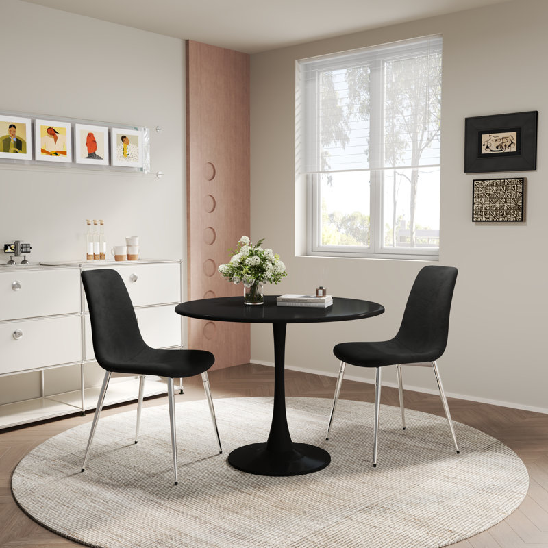31.5'' Round Pedestal Dining Table, Black