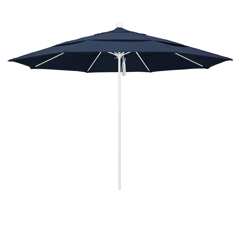 Parasol de marché 11 pi Silva, Blanc mat, Spectre indigo Sunbrella®