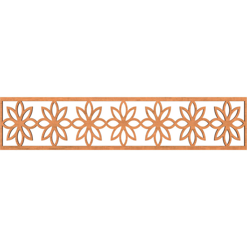 Daisy Fretwork Moulding, 10" H x 46.75" W x 0.375" D, Cherry