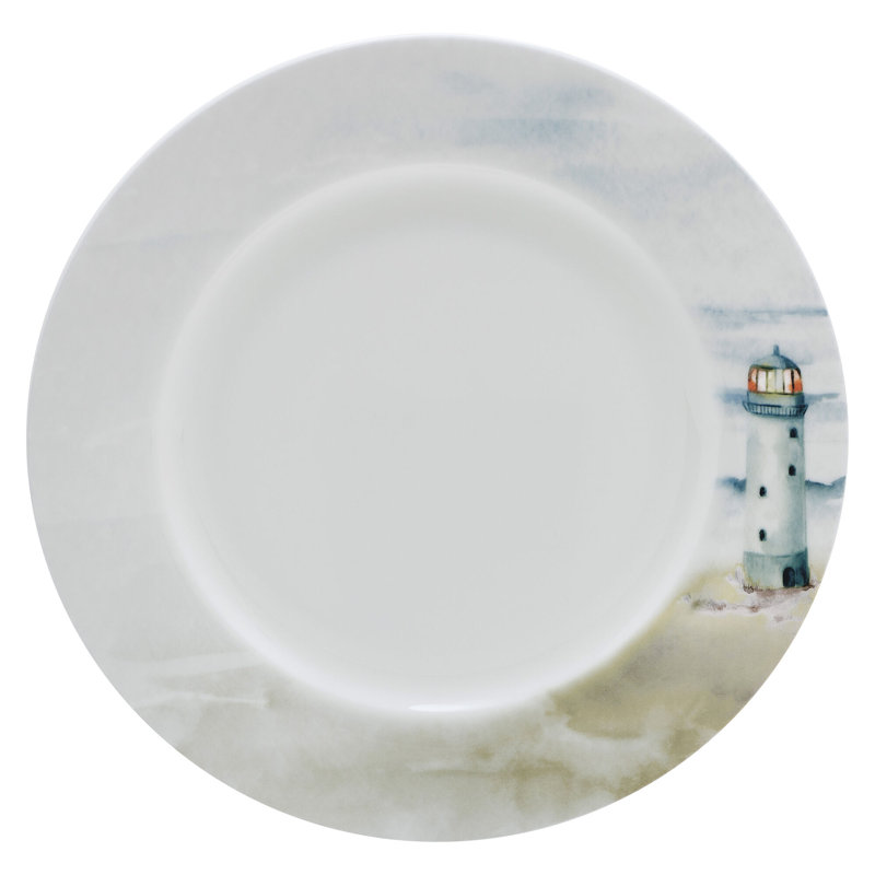 Seaside Coastal Multicolor Porcelain 12-Piece Dinnerware Set, Service for 4