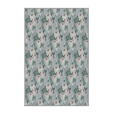 Tapis vert/rouge/gris à motifs Metz