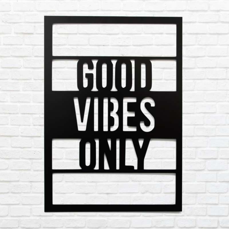 Art mural en métal Good Vibes Only, Noir