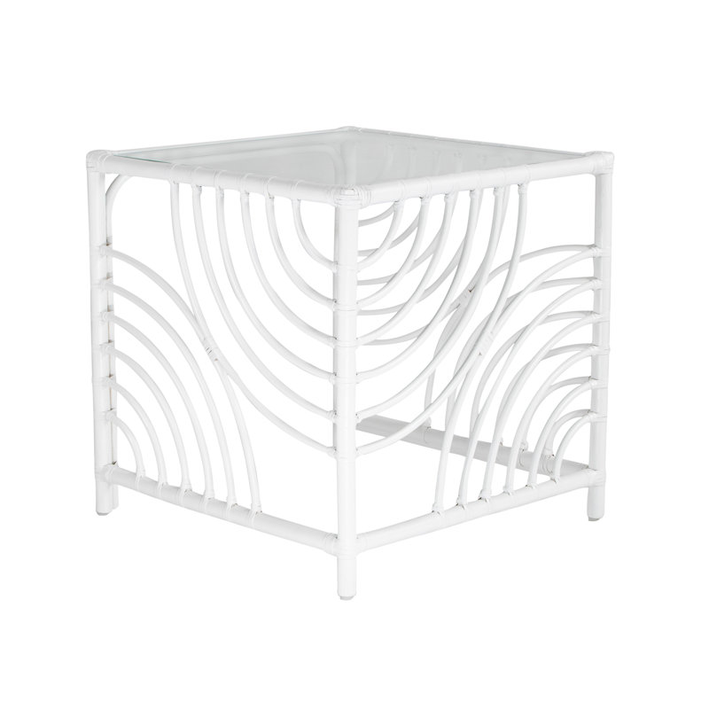 Swirl Glass Nesting End Table, White