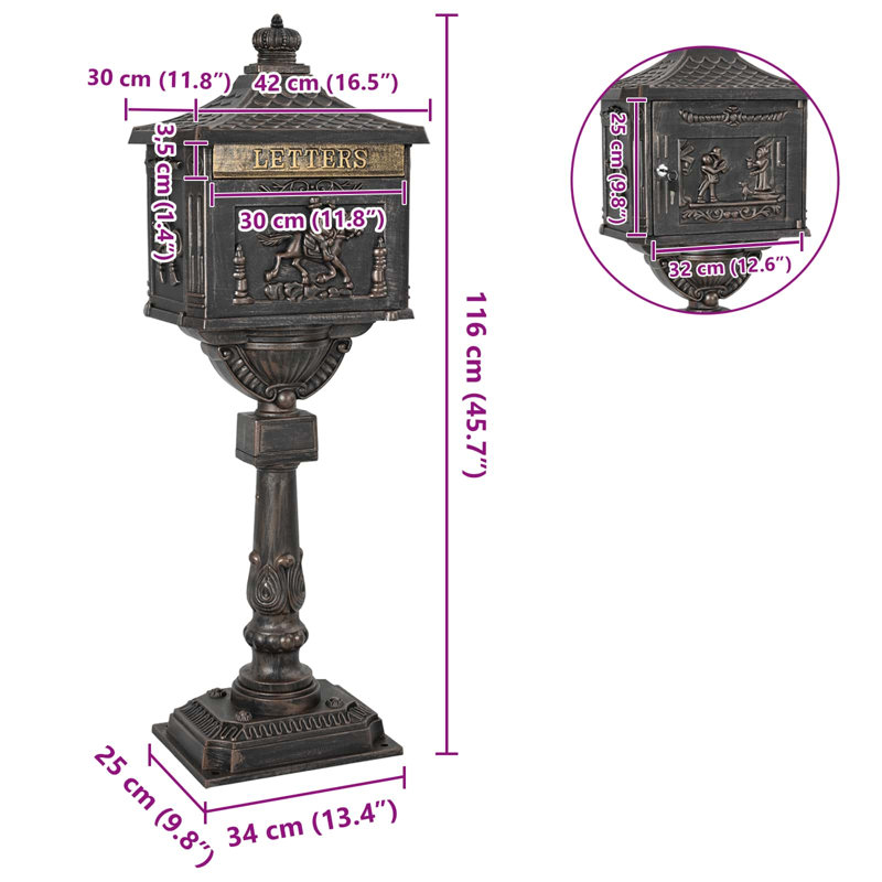 Cast Aluminum Drop Box, Bronze