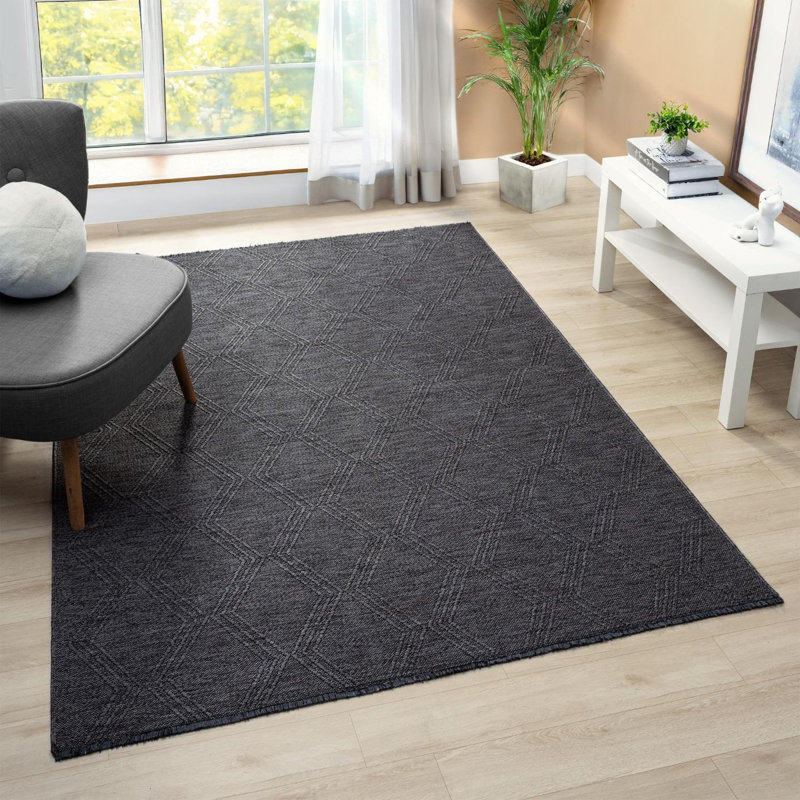 Modern Farmhouse Diamond Pattern Non-Slip Washable Rug