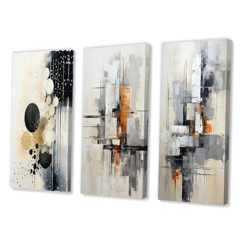 "Fusion monochromatique", 3 pièces sur toile, Toile tendue, H 20 po x l 36 po