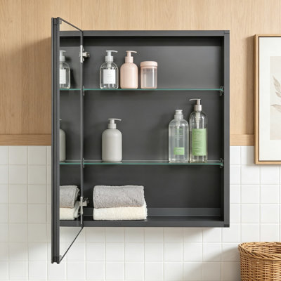 Armoire à pharmacie avec miroir biseauté et tablettes réglables de taille miroir de 20 po x 26 po, encastrée ou à fixation en surface