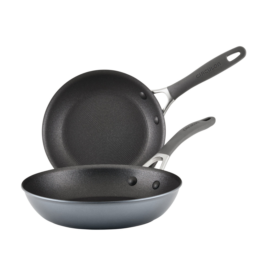 Circulon ScratchDefense with ScratchDefense Nonstick Induction Frying Pans / Skillet Set,  8.5 Inch and 10 Inch Graphite Circulon