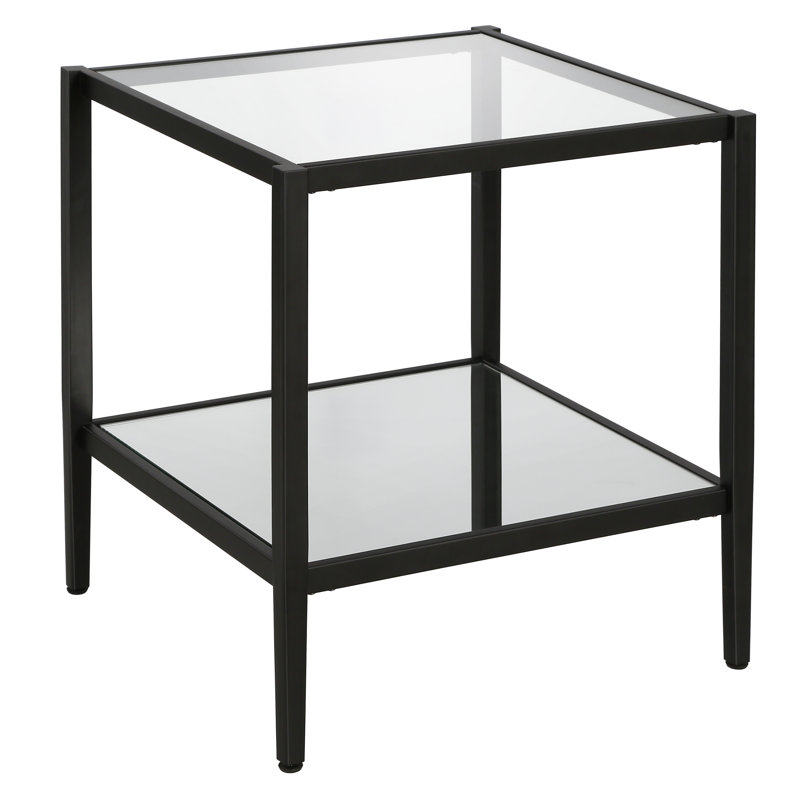 Hera Glass Top End Table, Black
