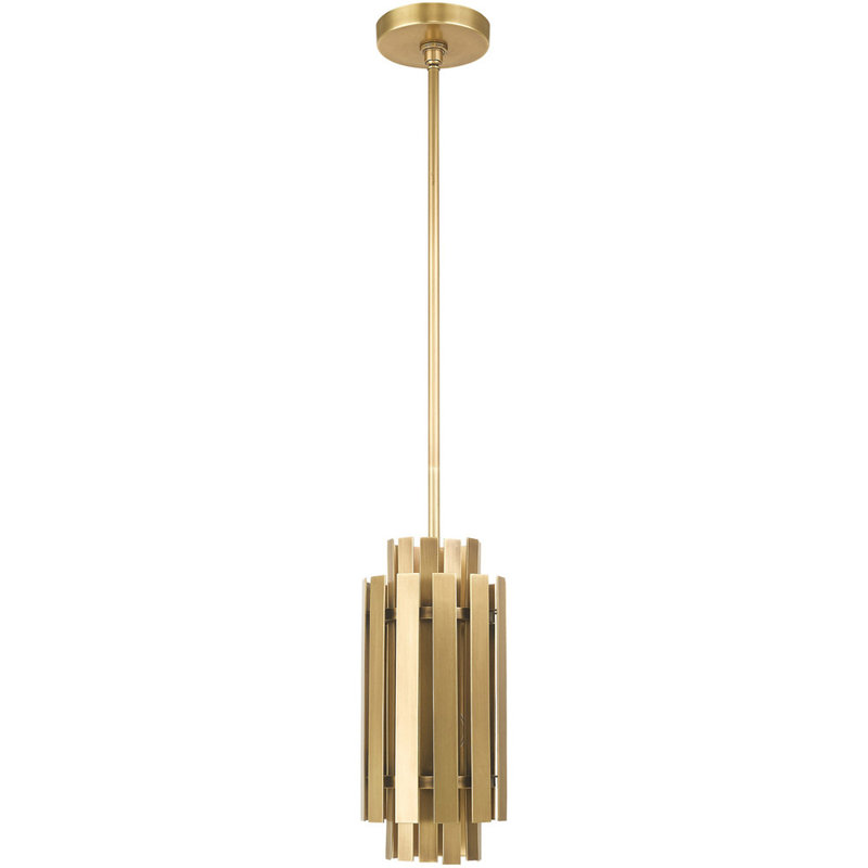 Natural Brass Mini Pendant Light with Glass Accents