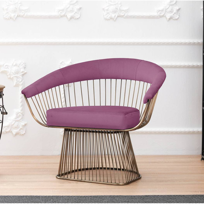 Fauteuil demi-tonneau en velours 37,01 po Amado, Mauve