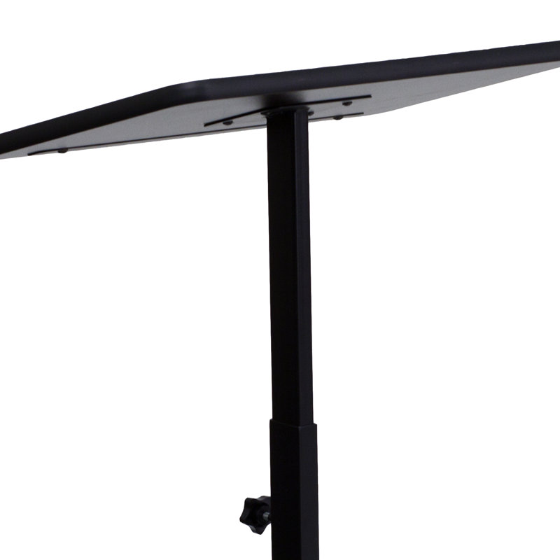 Adjustable Height Black Steel Lectern with Mahogany Top