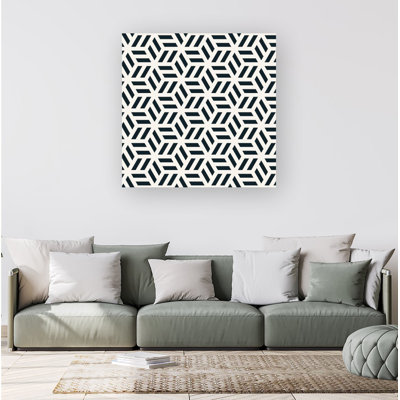 Geometric Monochrome Hexagonal Pattern - Wrapped Canvas Print