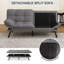 Canapé-lit convertible avec futon: canapé en mousse viscoélastique avec accoudoirs et dossier réglables pour le salon, le bureau et l’appartement - Assemblage facile-681371348