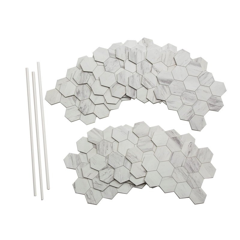 Carrelage adhésif aspect carreauté hexagonal Carrara (ensemble de 15 pieds carrés)