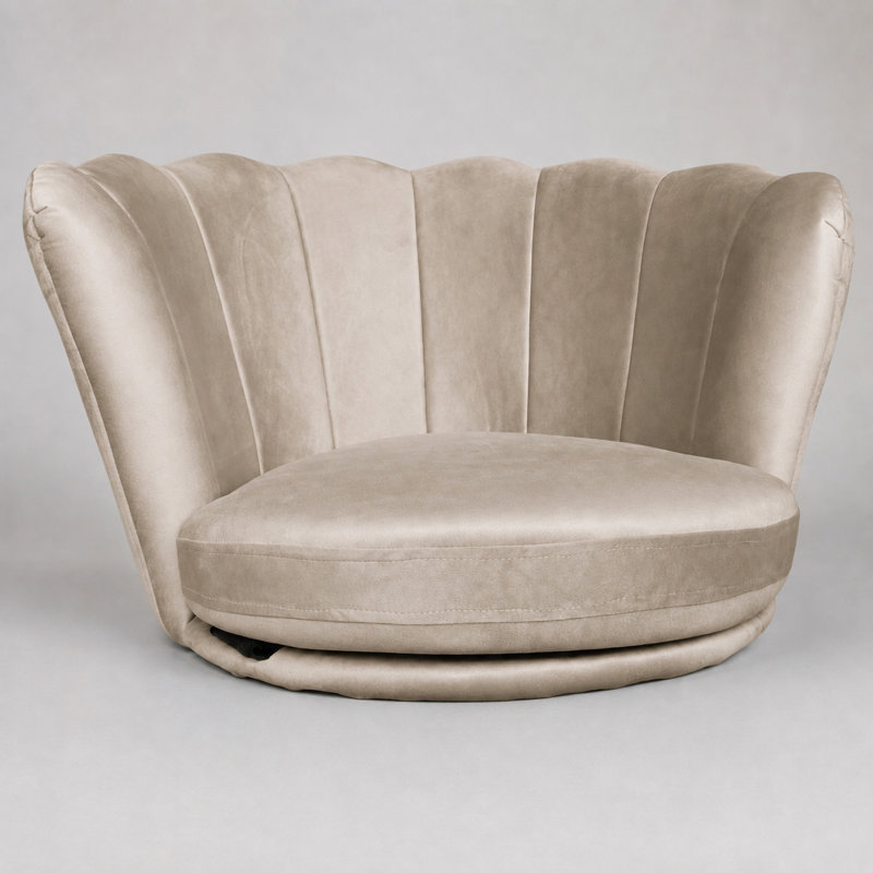 Octavius Velvet Barrel Chair, Beige
