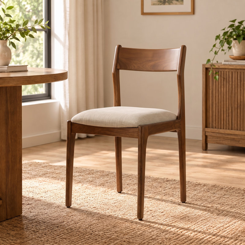 Chaise d'appoint rembourrée en bois Minna, Blanc cassé