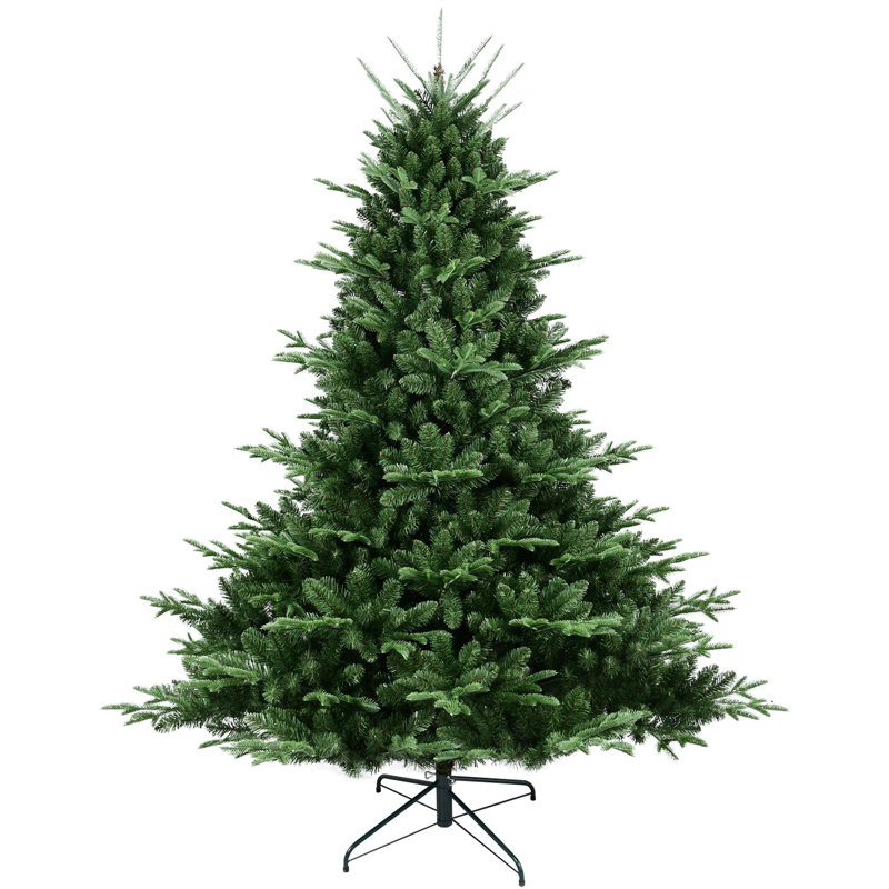Full - Bodied 8ft Christmas Tree Featuring 2673 Realistic , Wide Base For Centerpieces, Hinged Structure Simple Setup And Stable Metal Stand Shaped With Large Spacious Environments, Branches Fast