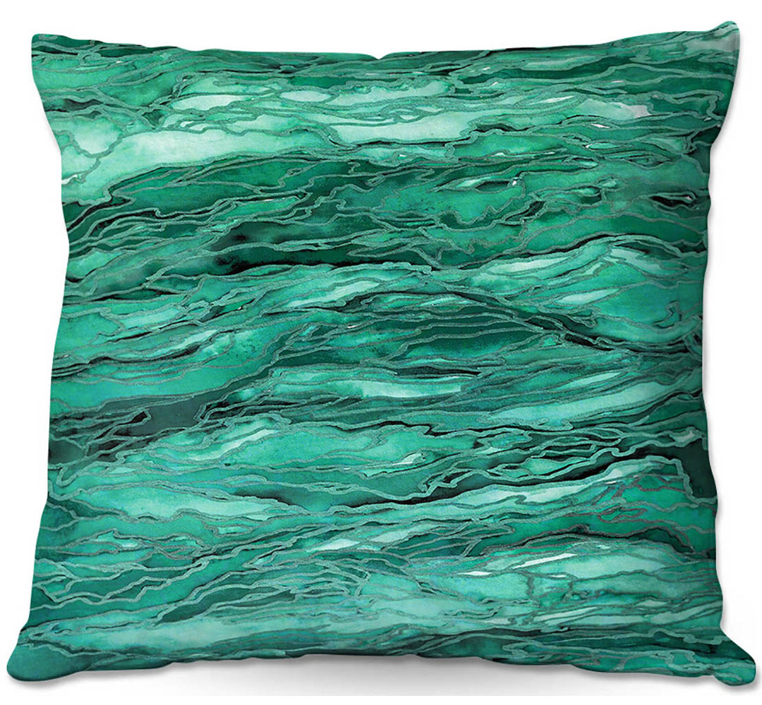 Couch Marble Idea Mint Emerald Square Throw Pillow DiaNoche Designs 