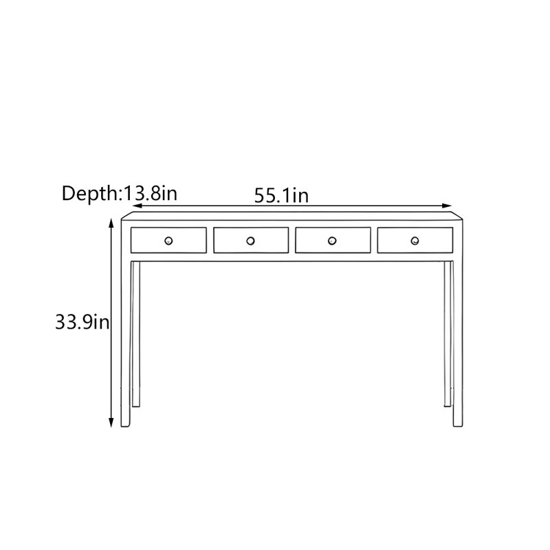 Console en bois d'orme massif, Gris clair
