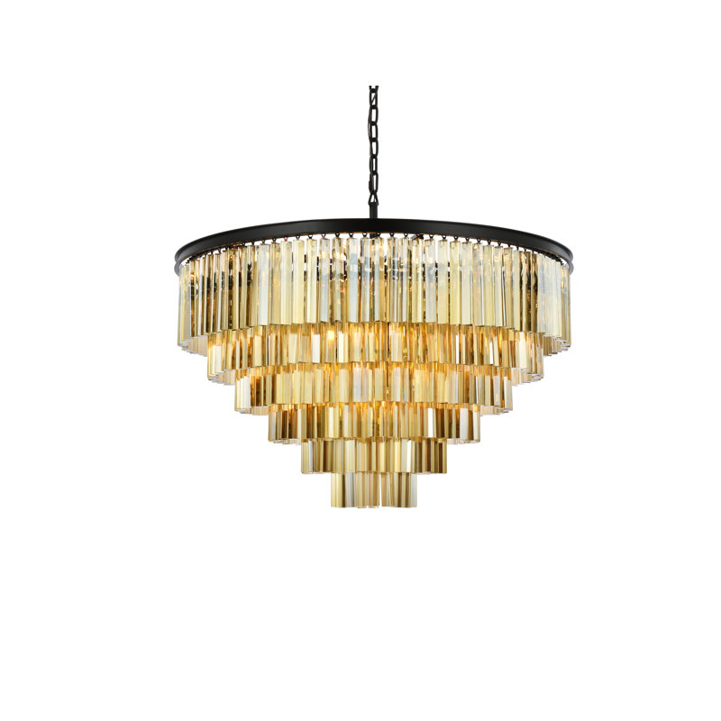 Yazmin 10 - Light Tiered Chandelier, Golden Teak (Smoky), Mocha Brown