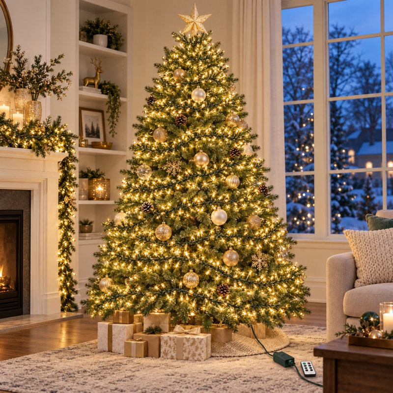 Guirlande lumineuse de Noël de 15 mètres (50 pieds) avec 1000 DEL, télécommande et minuterie