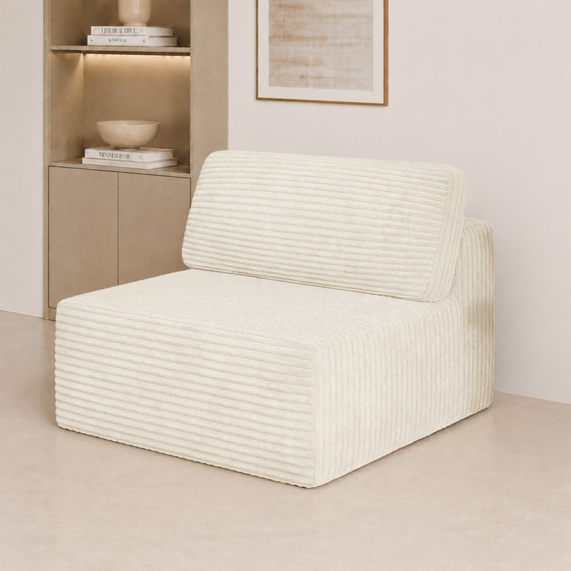 1 Seater Corduroy Sectional, Beige