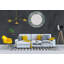 Miroir en mosaïque Darric, décoration murale - 24 po, miroir mural décoratif fabriqué à la main, carreaux de mosaïque argentés, bleu clair et brun clair avec motif impérial intégré