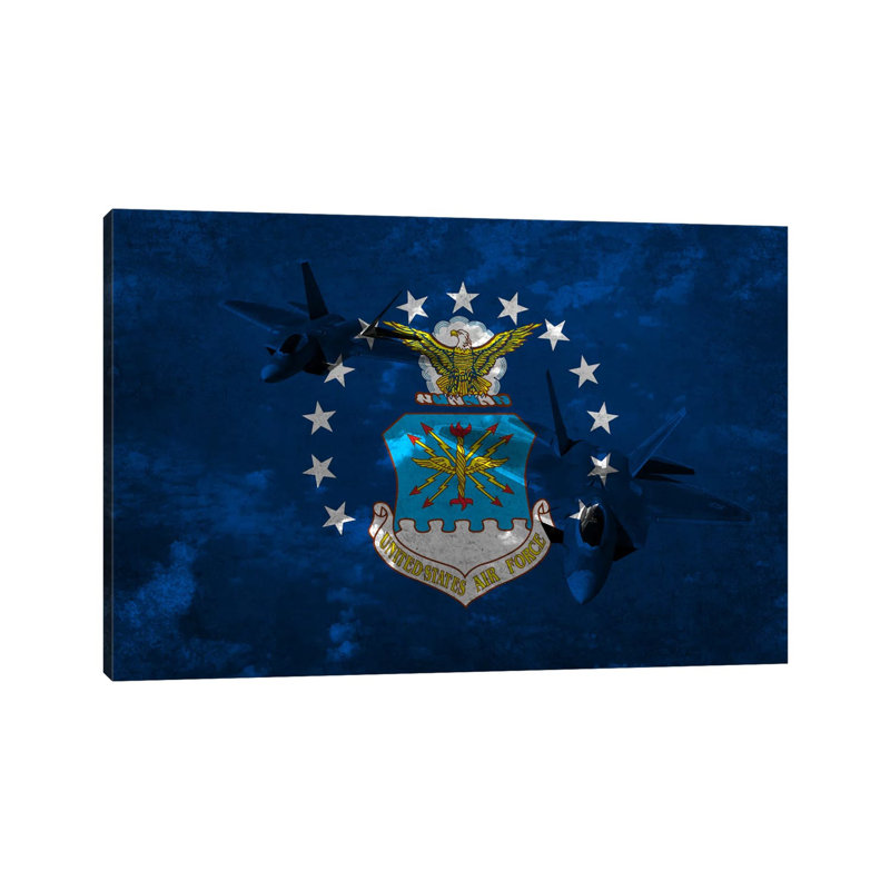 U.S. Air Force Flag (F-22 Raptor Background) - Wrapped Canvas Print, 101.6 cm H x 66.04 cm W x 1.91 cm D