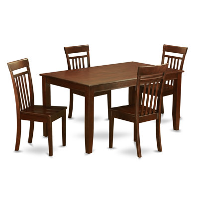 5 Piece Dining Room Furniture Set Includes a Rectangle Kitchen Table and 4 Dining Chairs, Mahogany