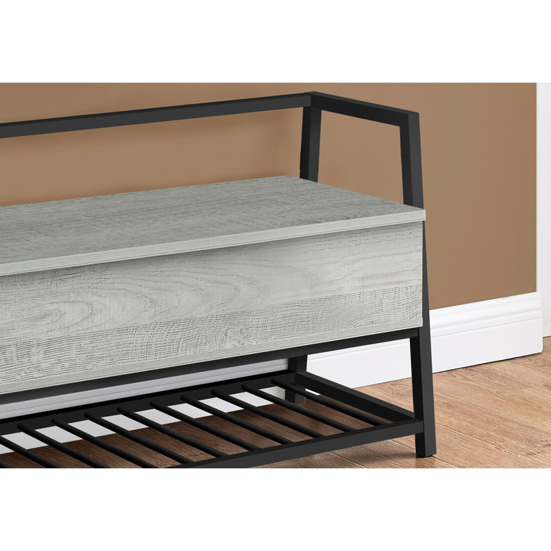 Banc, vestibule, couloir, rangement, 42 po rectangulaire, stratifié, métal noir, contemporain, moderne, Gris