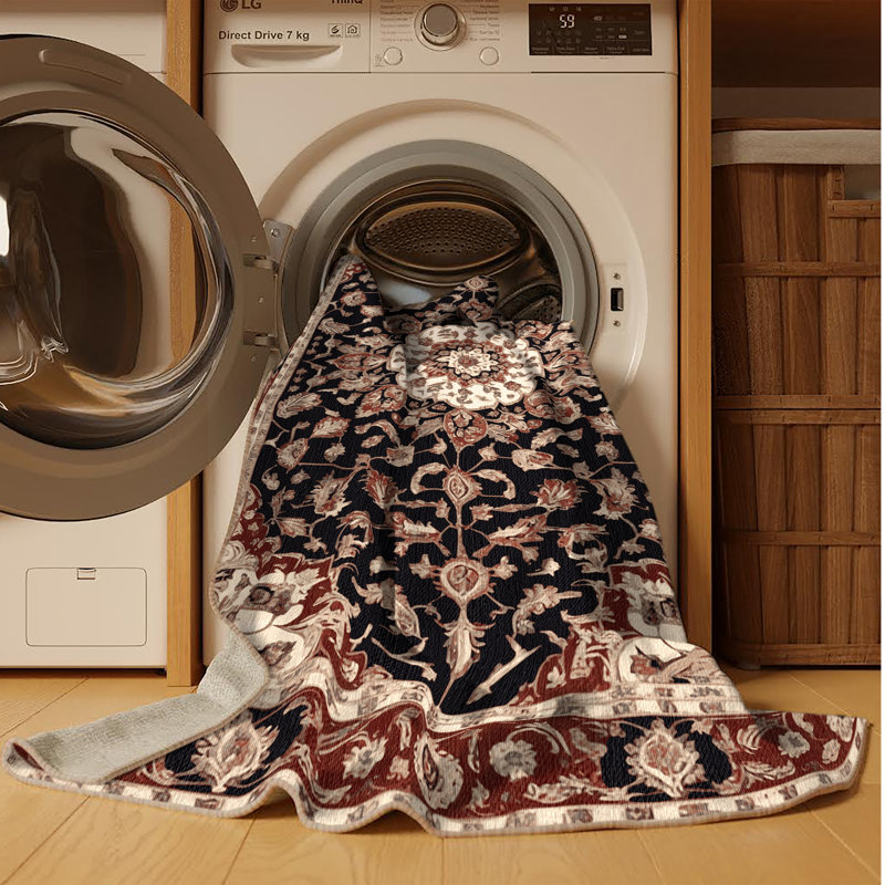 Machine Washable Persian Beige Area Rug, Square 5'
