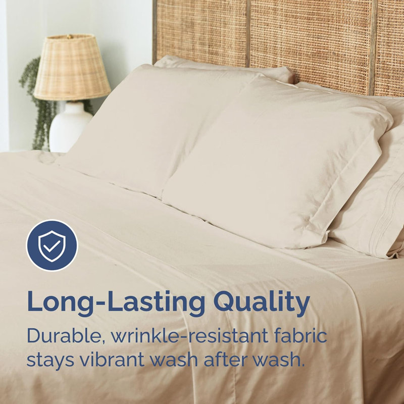 Soft Flat Sheet – Cooling, Breathable & Wrinkle Free Top Sheet, Cream, King