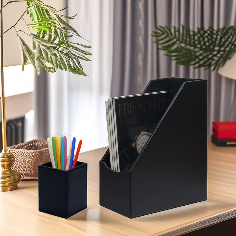 Leatherette Porte-revues de bureau