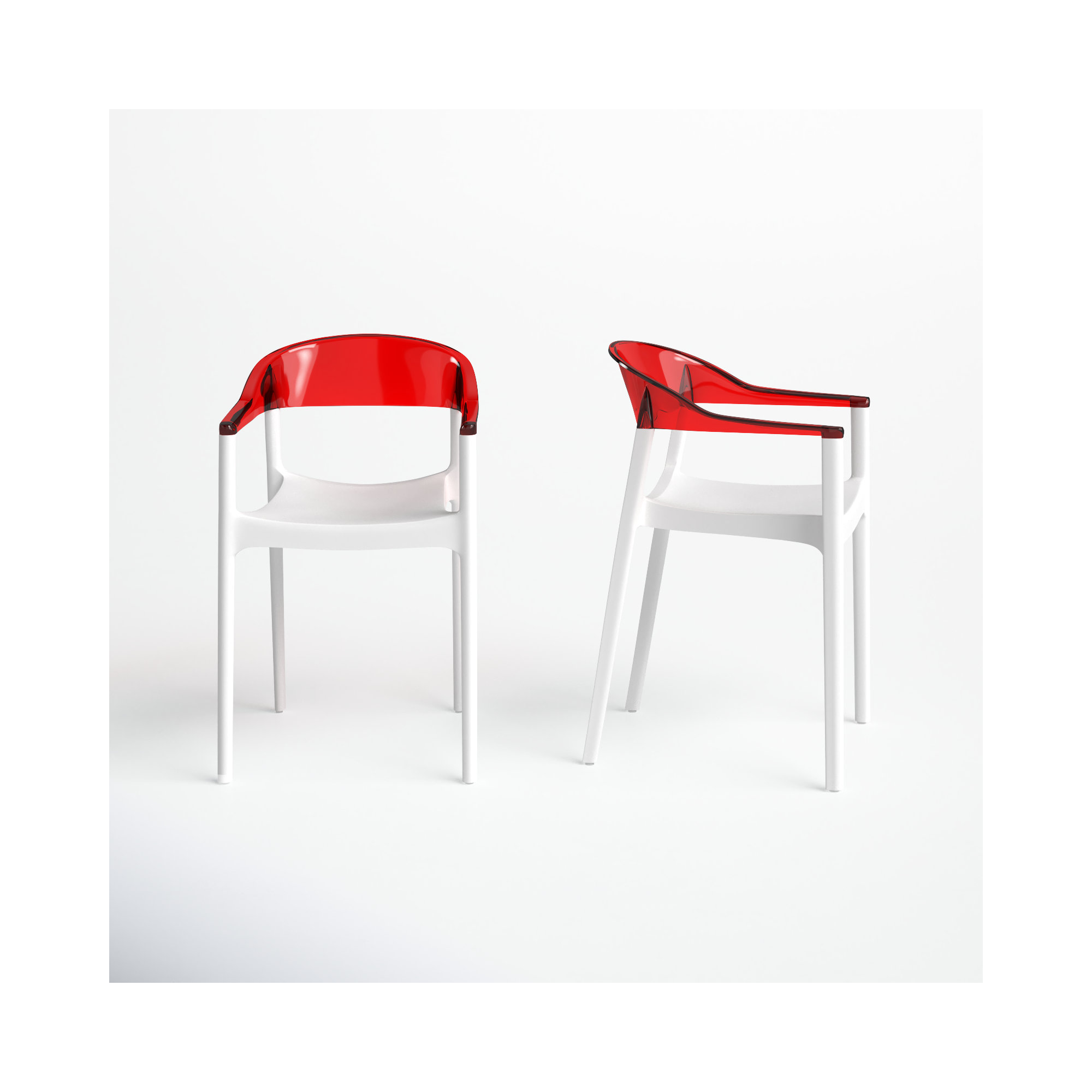 Stella Stacking Patio Dining Armchair, White/Transparent Red