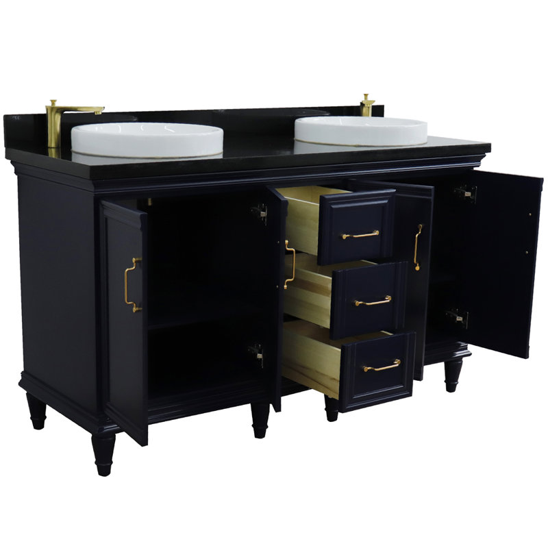 Meuble-lavabo de salle de bain double 61 po breakwater bay Labelle, Bleu, Noir