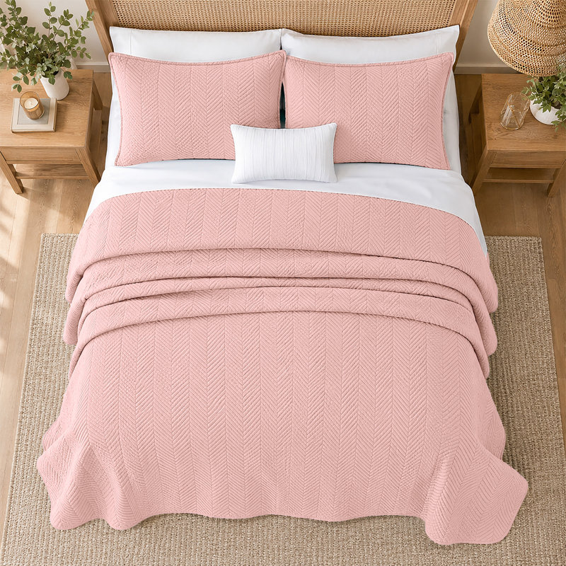 Couvre-lits d'été légers prélavés Imperial, Queen (90 inc x 96 inc ), PINK