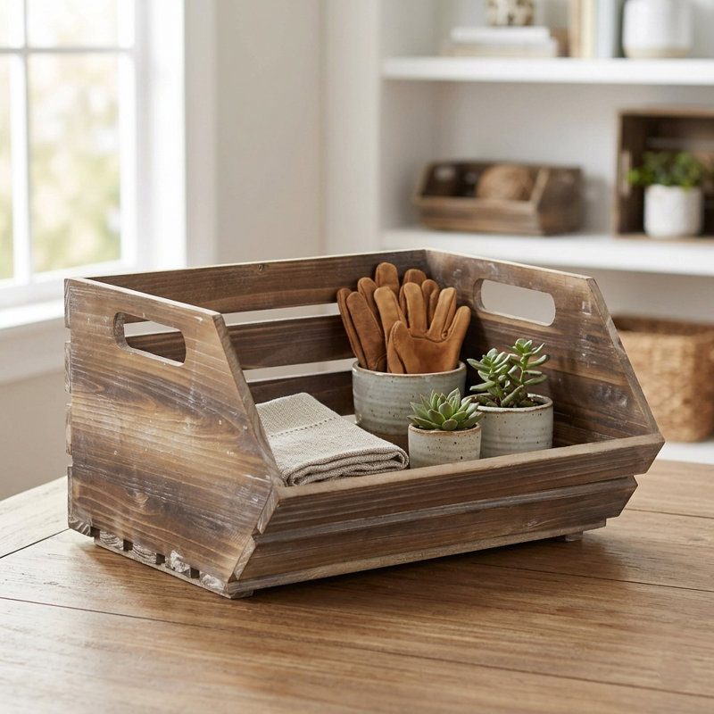 Millwood Pines Solid Wood Decorative Bin