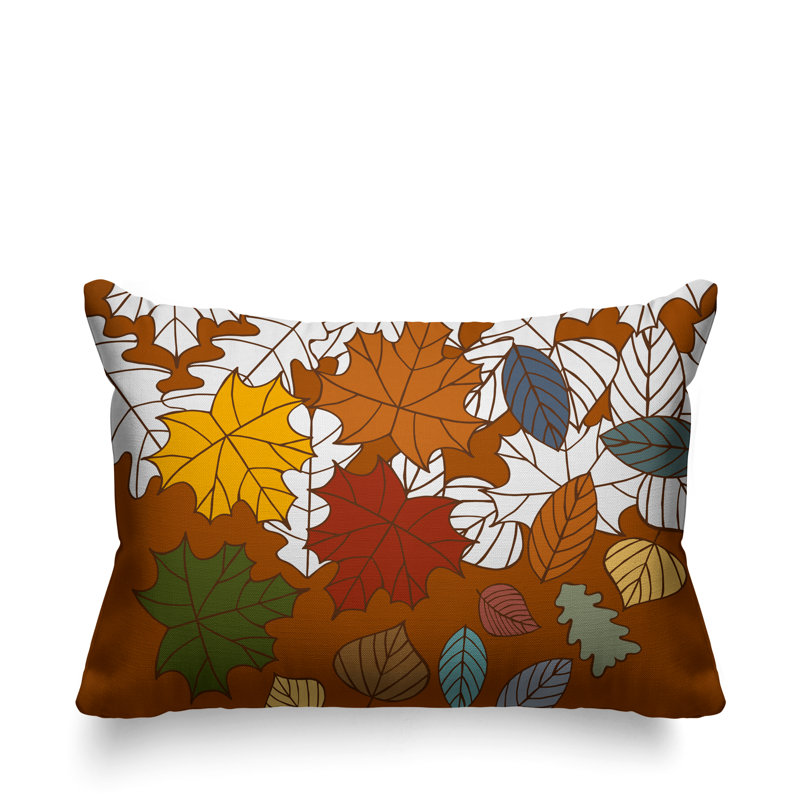 Coussin intérieur / extérieur Collin Maple Leaf, Orange, 14 po x 20 po, Rectangle