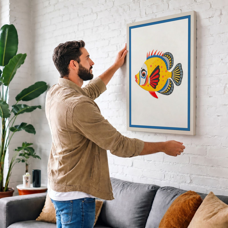 Fish Portrait Tropical - Wrapped Canvas, 30x20 - 76.2 x 50.8 cm, Sage Border