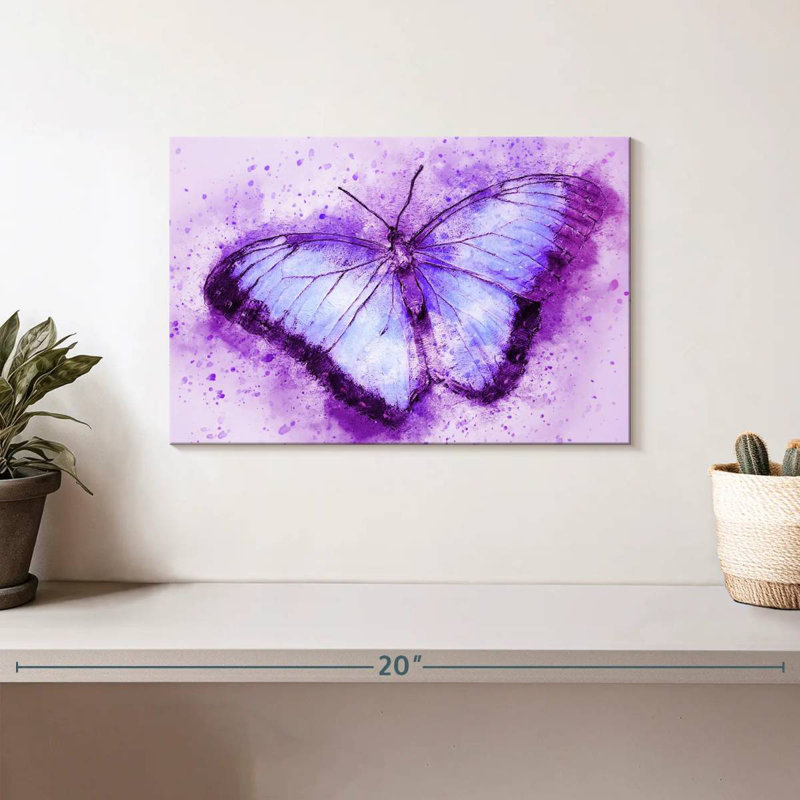 Ronce mauve sur papillon mauve, H 8 po x l 12 po