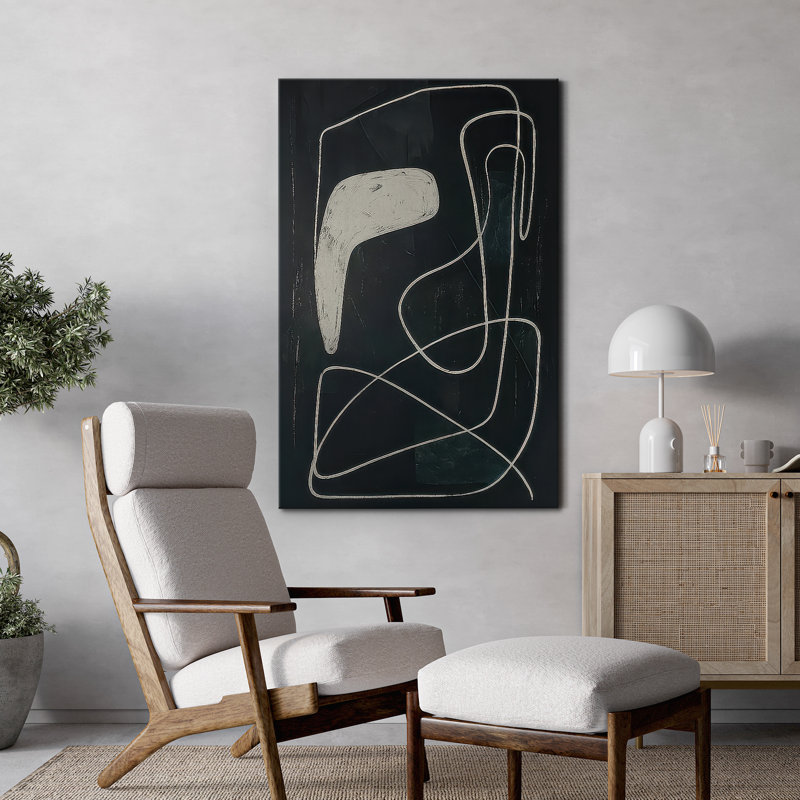 Impression sur toile abstraite neutre sur toile pour décoration de salon, H 36 po x l 24 po, Sans cadre, Toile tendue