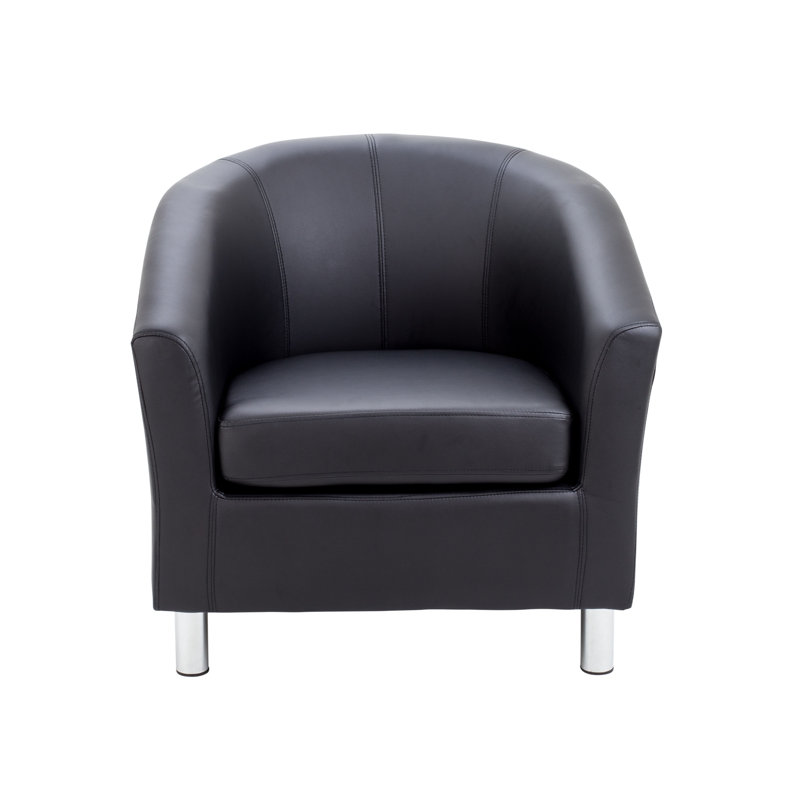 Pyrmont Faux Leather Barrel Chair, Black