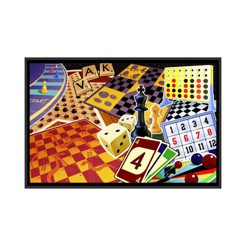 Jeux de société Leonia - reproduction sur toile, H 18 po x l 26 po x P 1,5 po, Toile avec cadre noir, Pas de tapis