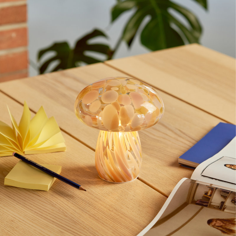 Portable Tall Open Top Glass Mushroom Lamp, Kaleidoscope, Kaleidoscope
