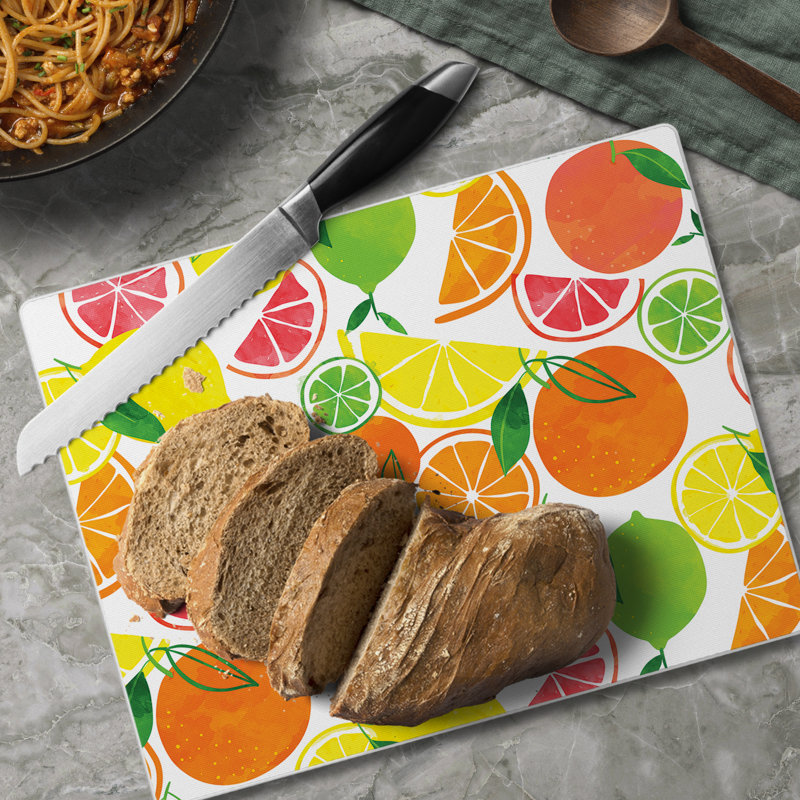 Fruity Summer 10" x 8" Tempered Glass Cutting Board